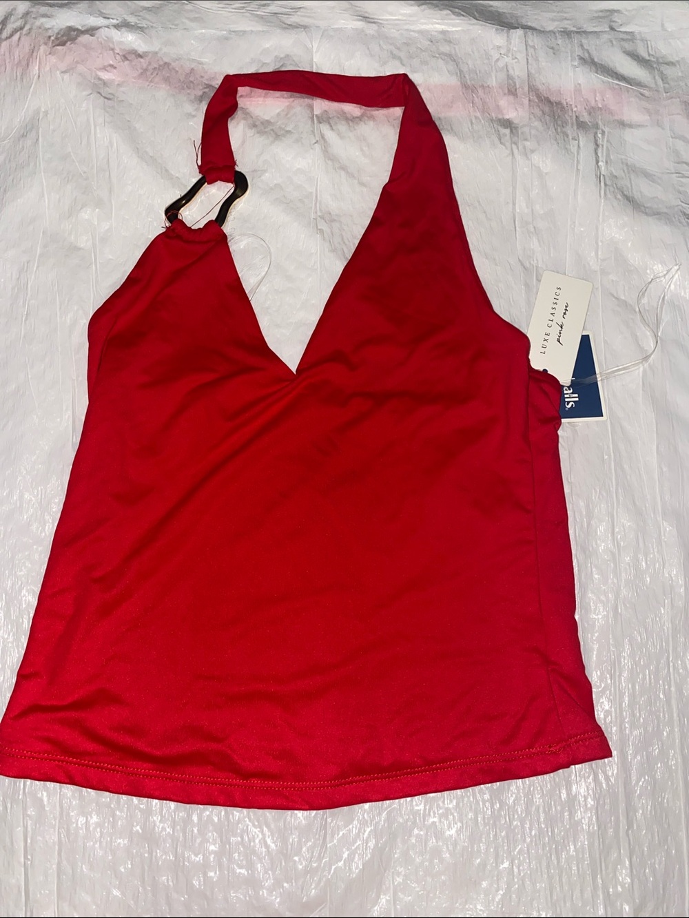 Marshalls Racing Red Halter Tank with V-Neck Ring